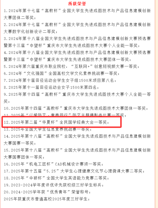 获奖者荣获国家奖学金